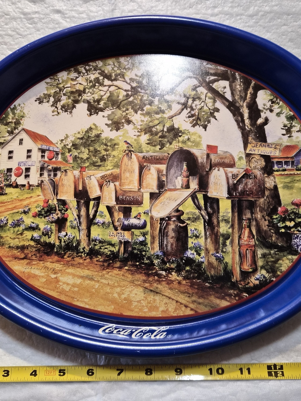 Coca Cola Blue Rim Mailbox Scenic Serving Tray